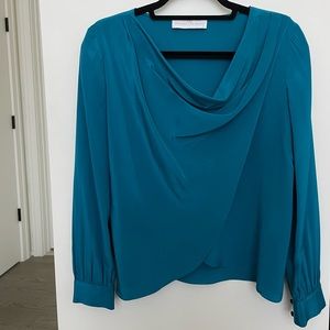 Amanda Uprichard Teal Silk Top - XS
